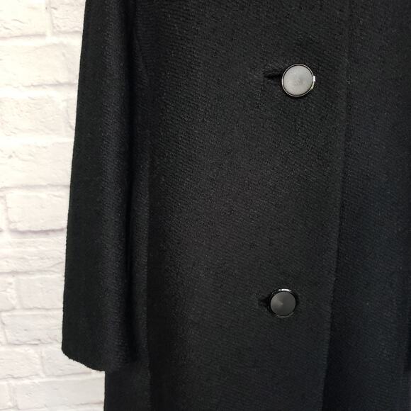 VTG Berroco Black Wool Boucle Swing Coat Mink Fur Collar Wancantuck Fits a M/L - Picture 16 of 16